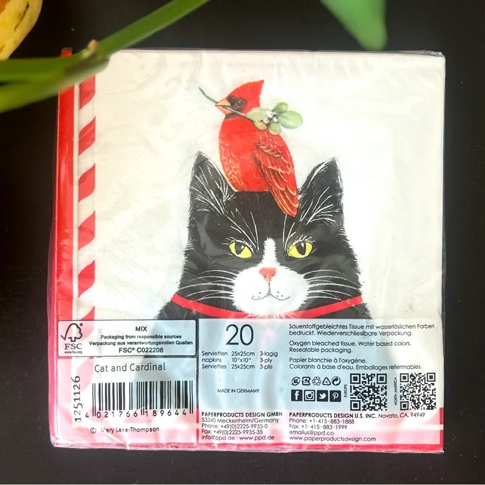 Tuxedo Cat Holiday Napkins 🎄